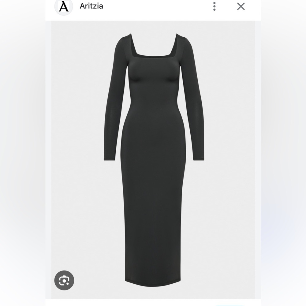 Aritzia Contour Squareneck Maxi Dress Longsleeve in Black